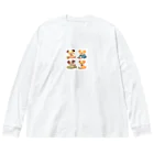 スマイル＿Ｓのイラスト絵　イヌ ビッグシルエットロングスリーブTシャツ