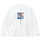 Yumexのスキーをするペンギンのペーくん Big Long Sleeve T-Shirt