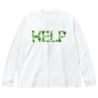 junichi-goodsのバルーン文字「HELP」（緑色系） ビッグシルエットロングスリーブTシャツ