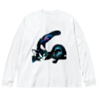 幸運のしっぽの黒猫と魔法の尻尾 Big Long Sleeve T-Shirt