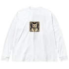 Asami アンティークのヴィンテージキャットアート・クラシックキャットキャンバス Big Long Sleeve T-Shirt