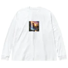 vectoの夕日と滝 Big Long Sleeve T-Shirt