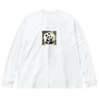 harusan29のパンダエコワリアン: リサイクルやエコ活動を促進する可愛いパンダ  ビッグシルエットロングスリーブTシャツ