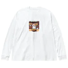 kei-1016のご飯を待っている猫 ビッグシルエットロングスリーブTシャツ