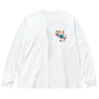 pikunekoのpikuneko　エナジー猫 ビッグシルエットロングスリーブTシャツ