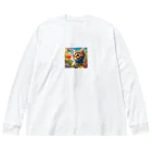 Happy Shopの可愛い猫キラキラ Big Long Sleeve T-Shirt