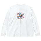 m222web-shopのスノーボードとキャラクターたちのイラストグッズ Big Long Sleeve T-Shirt