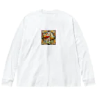 テケテケのキリンのステンドグラス柄グッズ Big Long Sleeve T-Shirt