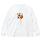 ベルギービールバー麦酒本舗公式グッズのラーメン猫２ Big Long Sleeve T-Shirt