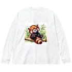 イラストアニマルズの絵本から飛び出たかのようなキュートなレッサーパンダ Big Long Sleeve T-Shirt