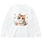 イラストアニマルズの癒しと可愛さが溢れるネコちゃん ビッグシルエットロングスリーブTシャツ