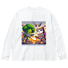 monpinのtorannsufo-mu　ぶろっこにゃん Big Long Sleeve T-Shirt