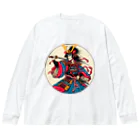 manyou-lab_Ukiyo-eの浮世絵 ド派手侍 Ukiyoe Flamboyant Samurai [UDS-DL-SR001-0003] Big Long Sleeve T-Shirt