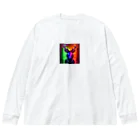 北の動物達と日常風景のポップなエゾシカ Big Long Sleeve T-Shirt