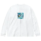 Sunbathingの寒冷地の氷柱が垂れ下がる中で凍る音を喜んでいる蛇 Big Long Sleeve T-Shirt