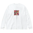 NATSUMAKITSUNEの北欧風　花柄　マリメッコ風 Big Long Sleeve T-Shirt