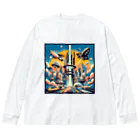 Dexsterの過去の未来観　retro-futurism design01 ビッグシルエットロングスリーブTシャツ