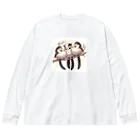 Cute! Salesのふわふわ仲良しシマエナガ Big Long Sleeve T-Shirt