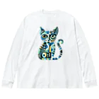 大人かわいい動物の世界のカラフル猫 Big Long Sleeve T-Shirt