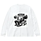 BlueOcean987のNO PAIN NO GAIN ゴリラベンチプレス Big Long Sleeve T-Shirt