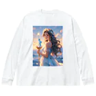 CHIKUSHOの自由の女神のミニチュアを持つ少女 ビッグシルエットロングスリーブTシャツ