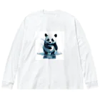 waterpandaのパンダの水遊び ビッグシルエットロングスリーブTシャツ