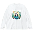 waterpandaの水辺のパンダ ビッグシルエットロングスリーブTシャツ