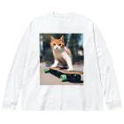 ゴーアップのa cat on the skateboard（スケボネコ） ビッグシルエットロングスリーブTシャツ