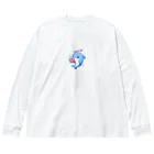 終わらない夢🌈の可愛いイルカちゃん🐬💞 ビッグシルエットロングスリーブTシャツ