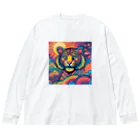 colorful-Nのカラフルなトラ ビッグシルエットロングスリーブTシャツ