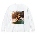 RAKICHIのドラゴンがサーフィンをしています Big Long Sleeve T-Shirt