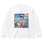 chillfishingの釣りガール爆釣！ ビッグシルエットロングスリーブTシャツ