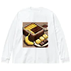 kawaiidoubututatiのチョコレートとバナナのデザートチャーハン ビッグシルエットロングスリーブTシャツ