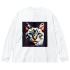 SaltyCookie Design Worksの幾何学模様の猫(1) Big Long Sleeve T-Shirt