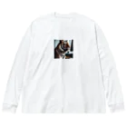 クロスクリエイティブのパソコンを使っているトラ Big Long Sleeve T-Shirt