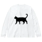 Teatime ティータイムの黒猫は見ていた　ねこ Big Long Sleeve T-Shirt