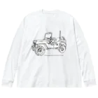 ファンシーTシャツ屋のJeep イラスト ライン画 ビッグシルエットロングスリーブTシャツ