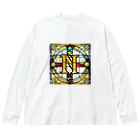 alphabet stained glassのstained glass N Big Long Sleeve T-Shirt