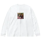 クロスクリエイティブの花を植えているトラ Big Long Sleeve T-Shirt