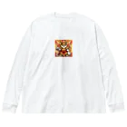 kaiminsapoのキング琉球　ビックリマン風 ビッグシルエットロングスリーブTシャツ