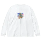 urako77のクリスマスツリーの前で楽しむオオヤマネコ Big Long Sleeve T-Shirt