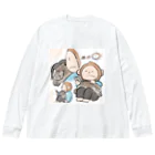 アプリコット・バスの猫に乗られた猿 Big Long Sleeve T-Shirt