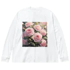 okierazaのペールピンクのバラの花束 ビッグシルエットロングスリーブTシャツ
