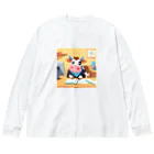 マジカルメッセージのリモートワークする牛 Big Long Sleeve T-Shirt