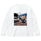 Colorful Canvasの車のバッテリーがあがって、立ち往生しているコーギー Big Long Sleeve T-Shirt