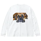 barbyGGGのかわいいボクサー犬 ビッグシルエットロングスリーブTシャツ