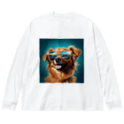 AQUAMETAVERSEのサングラスをかけた、かわいい犬 Marsa 106 Big Long Sleeve T-Shirt