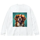 AQUAMETAVERSEのサングラスをかけた、かわいい犬 Marsa 106 ビッグシルエットロングスリーブTシャツ