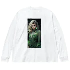 AQUAMETAVERSEのグリーンのドレスでパーティsanae 2074 Big Long Sleeve T-Shirt