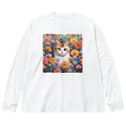 FLOWERアニマルのロココFLOWERキャットコスモス Big Long Sleeve T-Shirt